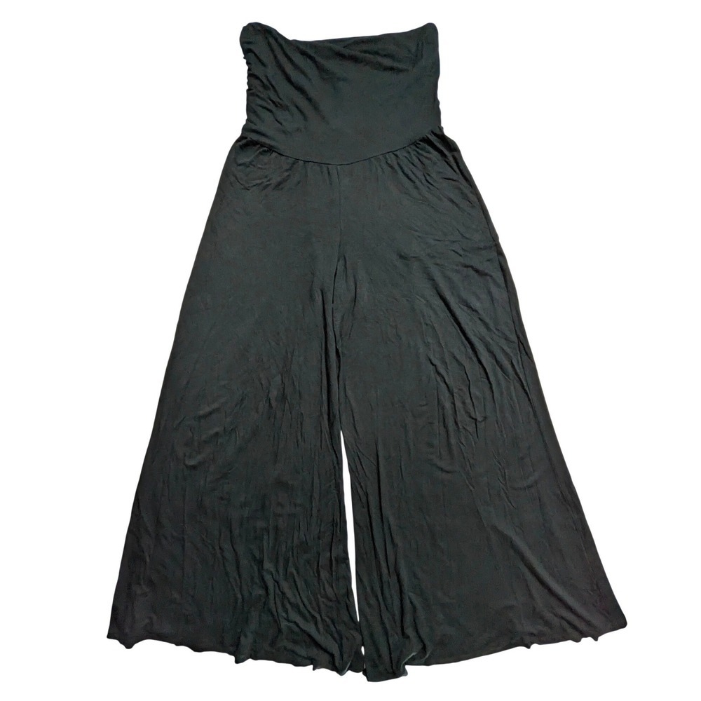ASOS Black Wide Leg Maternity Pants Over The Bump‎ Flowy Jersey Trousers Size 6